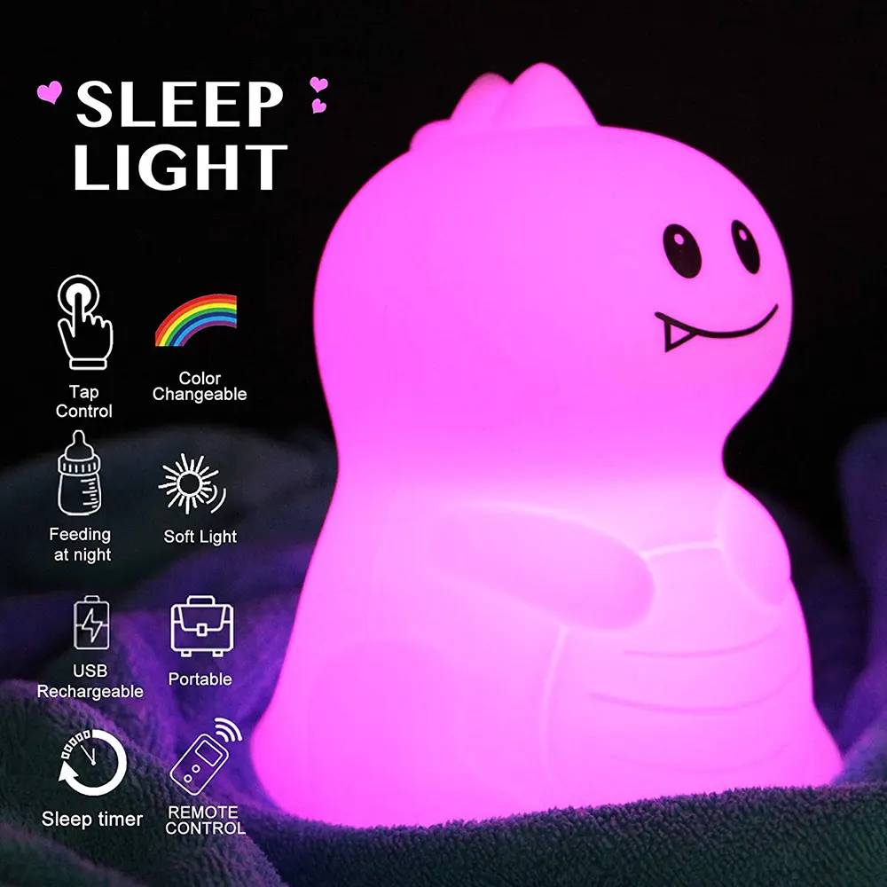 Silicon Cat Bird Owl Car Panda Turtle Teddy Duck Dino Dog Cat Bear Huggable Cartoon Unicorn 3d Led Night Light For Diy Gift