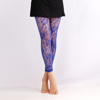 Pantalon en résille fine en nylon 9/10 avec motif floral jacquard, collants sexy ajourés