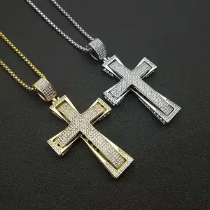 Wholesale Hiphop High Quality Stainless Steel Christian Jesus Cross Pendant Heavy Industry Big Cross Necklace for Men Women