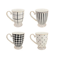Tasses à café en céramique minimalistes nordiques avec un motif noir et blanc distinct avec une boîte-cadeau