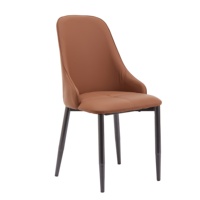 Chaise de salle à manger moderne et minimaliste en acier inoxydable avec revêtement en cuir, design durable pour salon, salle à manger, réception, réunion