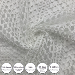 Oem thiết kế mới bán buôn giá rẻ giá 100% polyester trắng ren dệt kim lưới rô Jacquard Áo sơ mi vải cho nam giới quần áo - Product Image 3