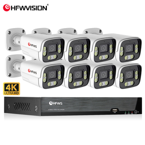 HD 4K 8MP 8CH PoE NVR 키트 양방향 오디오 풀 컬러 IP66 8pcs 야외 홈 Cctv IP 카메라 감시 보안 카메라 시스템 - Product Image 1