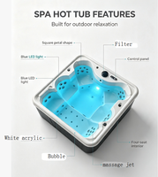 Baignoire de massage en acrylique pour l'extérieur OEM, 5-6 personnes, avec système d'hydrothérapie