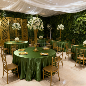 Moderna <span class=keywords><strong>Tovaglia</strong></span> Rotonda Personalizzata <span class=keywords><strong>Rossa</strong></span> 120 132 Pollici in Raso per Eventi Matrimoni Decorazioni Natalizie e Feste - Product Image 4