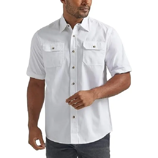 Nuevas camisas de trabajo de carga de moda de verano para hombres, camisas de rendimiento con botones de manga corta de Safari para hombres con el mejor precio de BD