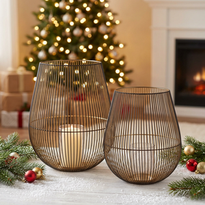 Lot de lanternes porte-bougies en fer forgé, grand format, noir et or, pour la maison, Noël, la table, le jardin et diverses occasions – Vente en gros, populaire - Product Image 3