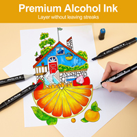Ensemble de marqueurs d'art pour enfants 24/48 couleurs, à base d'huile, double embout, stylo aquarelle lavable, marqueur à l'alcool