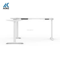 AOKE Table de bureau ergonomique pour ordinateur, table de bureau élévatrice, table de bureau pour patron, support électrique blanc