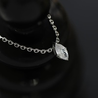 Simple Bijoux En Acier Inoxydable Élégant De Luxe Brillant Cubique Zircone Marquise Cheval Oeil CZ Diamant Pendentif Collier pour Femmes Cadeau