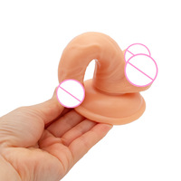 Mini Dildo Curvo Ultra Pequeño con Ventosa Suave, Plug Anal Vestibular, Herramienta Sexual de Empuje, Insertable de 5.2 Pulgadas