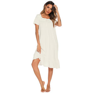 <span class=keywords><strong>Robe</strong></span> de nuit pyjama respirante pour femme, style princesse sexy en pur coton et dentelle, longueur <span class=keywords><strong>mi</strong></span>-<span class=keywords><strong>longue</strong></span>, pour l'été - Product Image 5