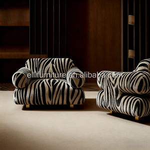 Sang Trọng Nhà Khách Sạn Sảnh Ấm Cúng Ngựa Vằn Mô Hình Ghế Sofa Đơn Ghế Bọc Phòng Khách Giọng Giải Trí Cánh Tay Ghế Cho Trang Trại - Product Image 4