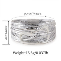 SZ00374 Bracelet Bohème Multicouche en Cordon de Cuir pour Femme, Boucle Magnétique, Bijou Géométrique, Vente en Gros