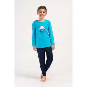 Ensemble de pyjama à manches longues pour garçon avec col et poignets, tissu imprimé confortable, doux et adapté à toutes les saisons, tailles 9/10-15/16 - Product Image 4