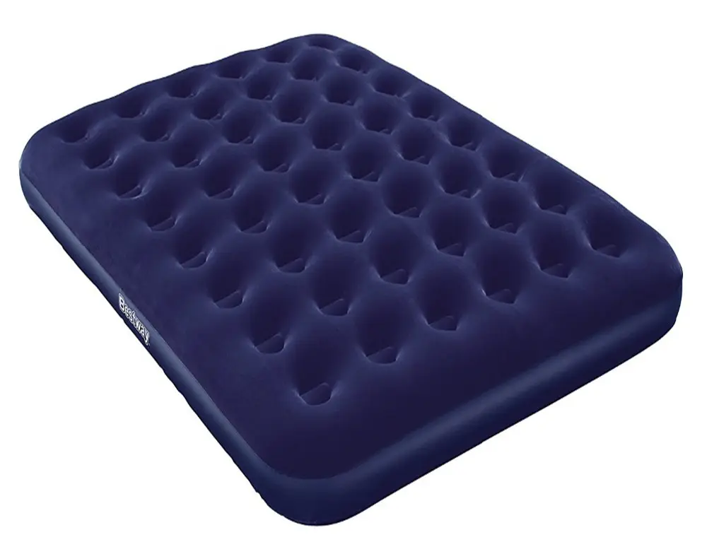 Inflatable double size flocked air mattress flocked air bed air mattress with built-in pump