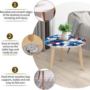 Mesa auxiliar triangular anidada de bambú minimalista moderna personalizada con mesa de café/té lateral con estampado deportivo repetido texturizado Grunge - Product Image 4