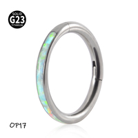 Bijou de piercing unisexe en Titane G23 avec Opale de feu pour cartilage, septum, clicker, anneau de nez, segment, hélix, daith