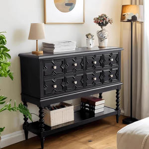 ארון שחור מודרני בסגנון אמריקאי עץ אלון מוצק ארון אחסון עמיד לארון דירה קטן - Product Image 1