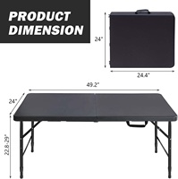 Table pliante en plastique à cadre en fer portable moderne de 4 pieds/6 pieds/8 pieds Table à manger extérieure pliable en deux pour 2 à 4 personnes