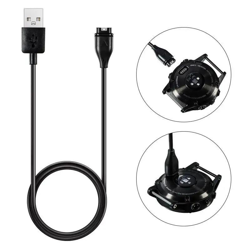 1m USB Fast Charging Data Cable Power Cable Charger Wire For Garmin Fenix 6 6S 6X 5 5S 5X Forerunner 245 Vivoactive 3 4 4S Venu