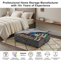 Boîtes de rangement sous lit modernes de luxe en tissu non tissé imperméable avec roulettes, compartiments et fermetures éclair pour chaussures