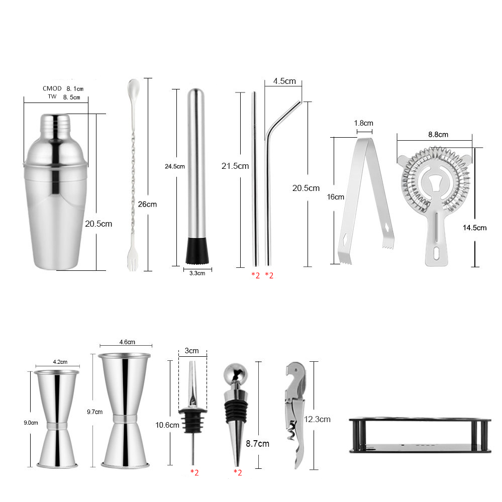 Argent 550 ml-304ss-19 pièces/ensemble