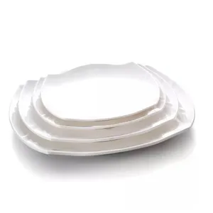 Đĩa Đựng Salad Bằng Melamine Màu Trắng Không Thể Phá Vỡ Dụng Cụ Nhà Hàng Đĩa Ăn Tối Vuông Sang Trọng