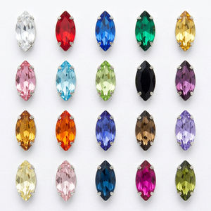 Strass en <span class=keywords><strong>verre</strong></span> <span class=keywords><strong>marquise</strong></span> de haute qualité à coudre avec griffes métalliques argentées, pierres de cristal œil de cheval pour la décoration de robes de mariée - Product Image 3