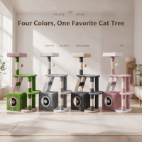 Arbre à chat moderne à 3 niveaux en bois, centre d'activités tout-en-un pour chats d'intérieur, avec condo confortable, hamac et poteaux à gratter en sisal