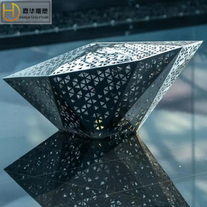 Jiahua Stainless Steel Faceted Hollow <b>Stone</b> Geometric Outdoor Floor Mount Sculpture - Product Image 3