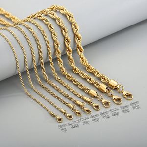 Cadena de Oro Sólido de 18K para Hombre de 7mm, Cadena de Cuerda Trenzada de Acero Inoxidable de 2-8mm, Cadena de Cuerda Trenzada de Oro de 18K de 6mm - Product Image 2