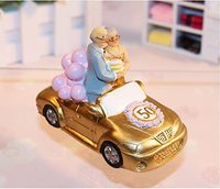 50e anniversaire Couple Figurines Happy 50 mariage anniversaire gâteau Topper pour anniversaire de mariage doré cadeaux romantiques