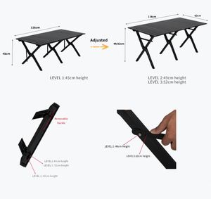 High-Load Carbon Steel Camping Three Level <b>Adjustable</b> Height Outdoor Furniture Fold Portable Picnic Rolls Activity <b>Table</b> - Product Image 4