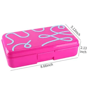 Terug Naar School Dubbellaags Hard Plastic Etui Sets Grote Capaciteit Schattige Roze Briefpapier Organizer Kids Crayon Opslag