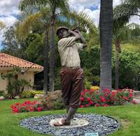 Sculpture de statue en bronze grandeur nature d'homme golfeur décoré dans un jardin extérieur personnalisé