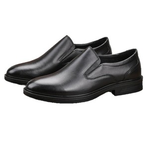 Chaussures habillées en cuir véritable pour hommes, à enfiler, bout rond, semelle en caoutchouc respirante, pour mariage et occasions formelles, toutes saisons - Product Image 4