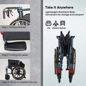 כסא גלגלים ידני מתקפל לשימוש רפואי לקשישים ונכים - Product Image 2