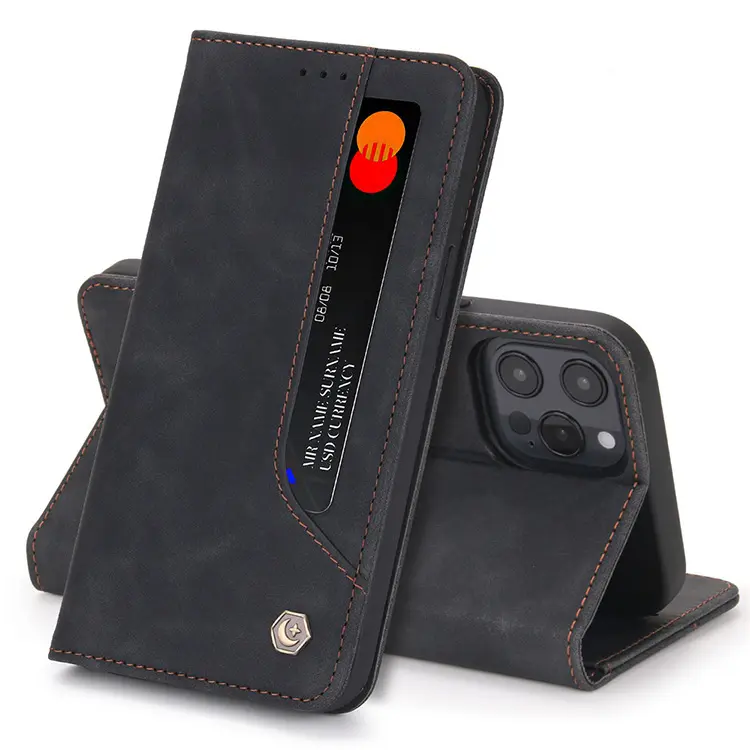 Luxury PU Leather TPU Card Slot Flip Wallet Mobile Accessories Phone Case For iPhone 13 14