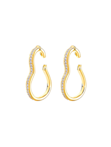 Orecchini a Cerchio Placcati Oro con Cristalli e Strass, Gioielli da Festa per Donne, Stile Trendy - Product Image 1