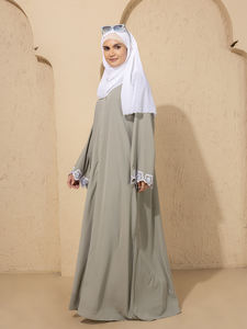Nuevo Vestido Abaya Musulmán Informal de Poliéster con Bordado para Mujer, Kimono Eid de Manga Larga, Estilo Árabe Dubai - Product Image 5