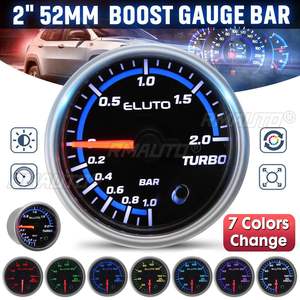 Manómetro de Presión de Turbo para Automóvil de 12 V y 2 Pulgadas (52 mm), con Pantalla LED de 7 Colores, de Aluminio, para Automóviles - Product Image 1