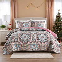Parures de lit BORYARD, style bohème, mandala, marron, beige, bleu, couvre-lit 3 pièces, ensemble de literie en microfibre, vente en gros, taille Queen et King