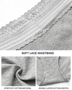 ملابس داخلية نسائية جديدة بتغطية كاملة وخصر مرن من الدانتيل، سراويل داخلية قطنية عالية الخصر ذات طبقة مزدوجة وقابلة للتنفس - Product Image 3