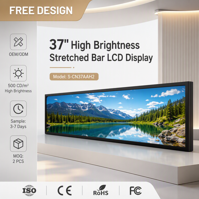Factory Custom 37" Ultra Wide LCD Monitor 500nits High Brightness Stretched LCD Screen with CMS