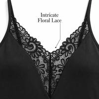Robe nuisette sexy noire en dentelle sans col à fines bretelles pour femme, coupe classique, mini-robe de lingerie d'été, vente en gros OEM