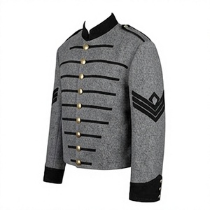 เสื้อโค้ทผู้ชายสีเทา ผ้าขนสัตว์ แบบควิลท์ ทรงทหารเรือน รุ่นจำลอง สำหรับฤดูหนาว ชุดย้อนยุค เสื้อแจ็คเก็ตกันน้ำ ระบายอากาศได้ดี - Product Image 3