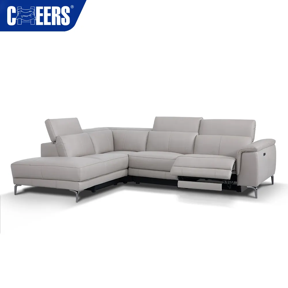 MANWAH CHEERS moderne weiße Ledermöbel für Zuhause geteiltes Sofa-Set mit Metallbeinen für das Wohnzimmer