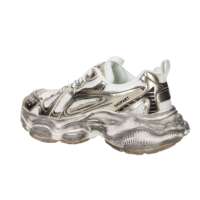 Baskets plateforme à lacets Shopart Donna, blanc et or, talon de 5 cm, semelle intermédiaire EVA amortie, toutes saisons, tailles 36-41, chaussures en toile tendance