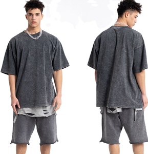 มาใหม่ฤดูร้อนขนาดใหญ่100% ผ้าฝ้ายเสื้อยืดกางเกงขาสั้นกางเกงขาสั้นผู้ชาย2ชิ้นชุดสั้น - Product Image 4